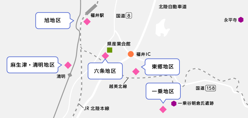 福井エリアの地図